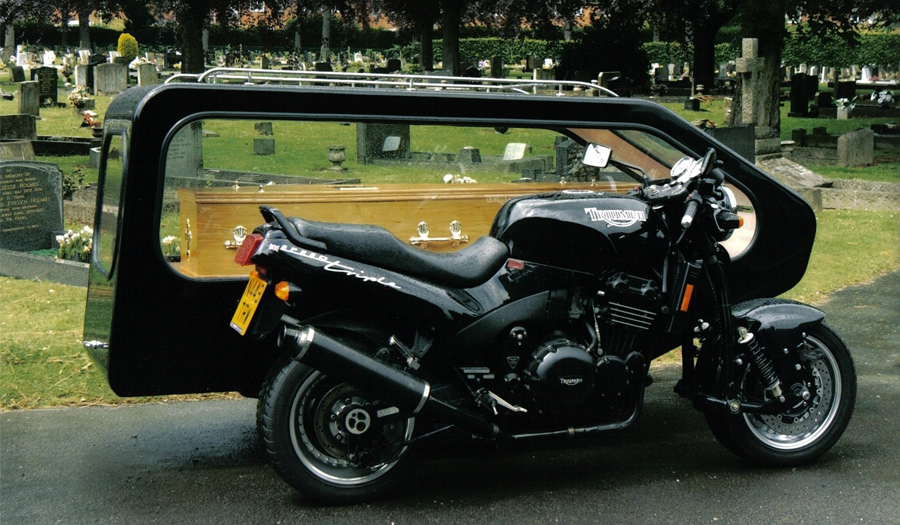 image of a motorbike hearse for a Unique and personalised funeral