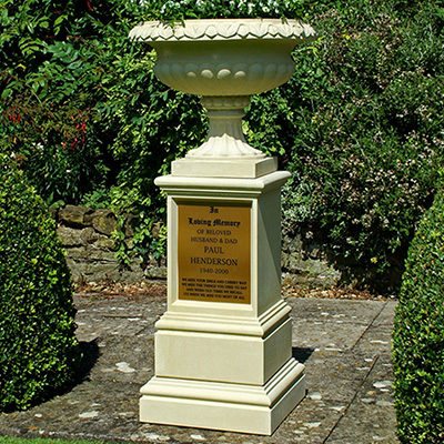 image of memorial vase and pedestal for a garden memorial product listing