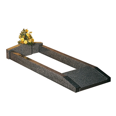 image of lunar grey granite full kerb memorial with a vase and lettering tablet for a product listing for a full kerb memorial