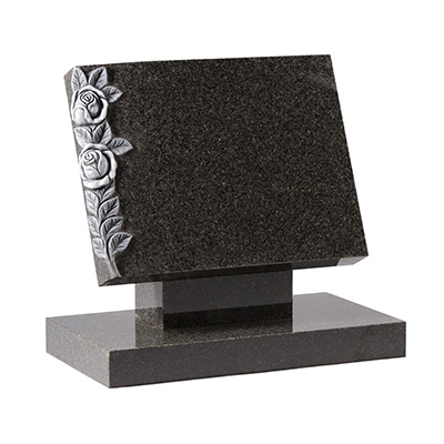 image of a dark grey marker memorial with engraved roses for a product listing for marker memorials