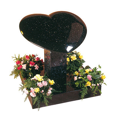 image of a heart shaped galaxy black granite marker memorial with rounded edges for a product listing for marker memorials