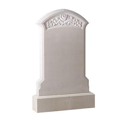 image of a brenna stone churchyard memorial with a handcarved flower ornament for a product listing for a churchyard memorial
