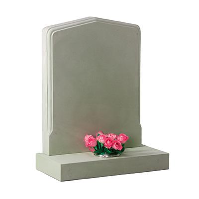 image of a grey sandstone churchyard memorial with moulded edges for a product listing for a churchyard memorial