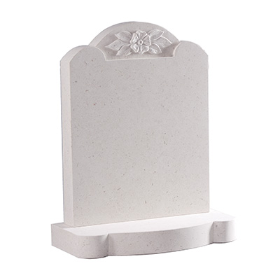 image of a nabresina churchyard memorial with a triple rounded top, matching base and flower detail for a product listing for a churchyard memorial