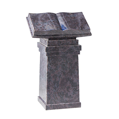 image of a bahama blue granite memorial column with a book for two inscriptions