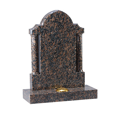 image of a sapphire brown granite headstone with turned columns