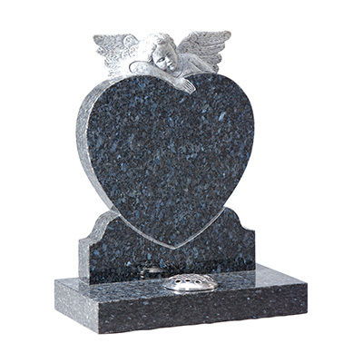 image of a blue pearl granite children's headstone with a carved angel for a children's memorial product listing