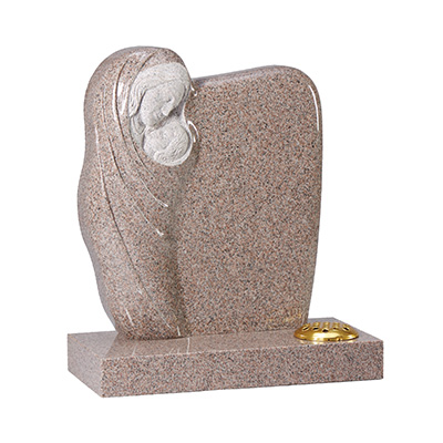 image of carnation granite children's headstone with madonna and child carved ornament for children's memorial product listing