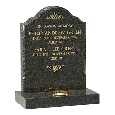 image of a jade green granite headstone for a product listing for a headstone
