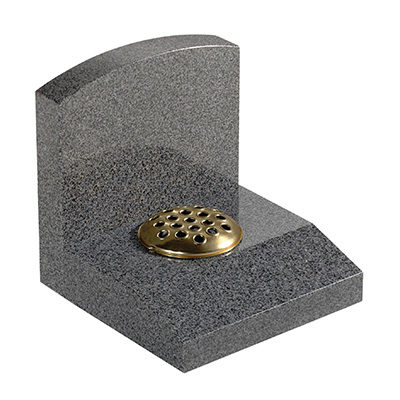 image of a dark grey granite desk style marked memorial with a headstone on a base for a product listing for a marked memorial
