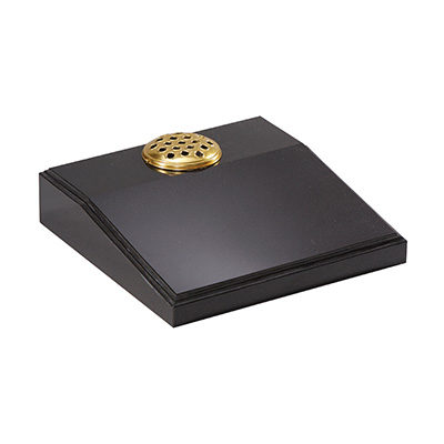image of a black granite desk style memorial with a moulded edge for a product listing for a marker memorial