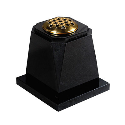 image of black granite memorial vase with chamfered edges for a product listing for memorial vases