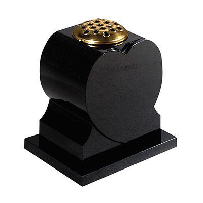 image of a black granite heart shaped memorial vase for a product listing for memorial vases