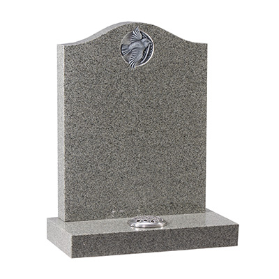 image of a karin grey granite rustic hand carved memorial with a carved and highlighted dove ornament for a product listing for a rustic and hand carved memorial
