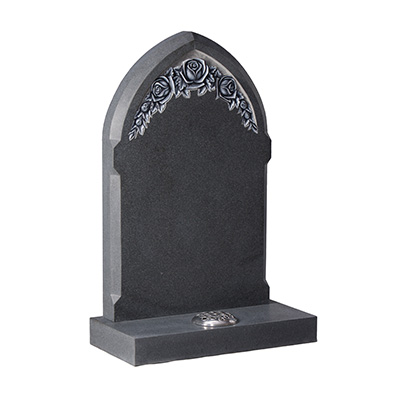 image of flint grey granite rustic hand carved memorial with carved highlighted roses for a product listing for a rustic and hand carved memorial